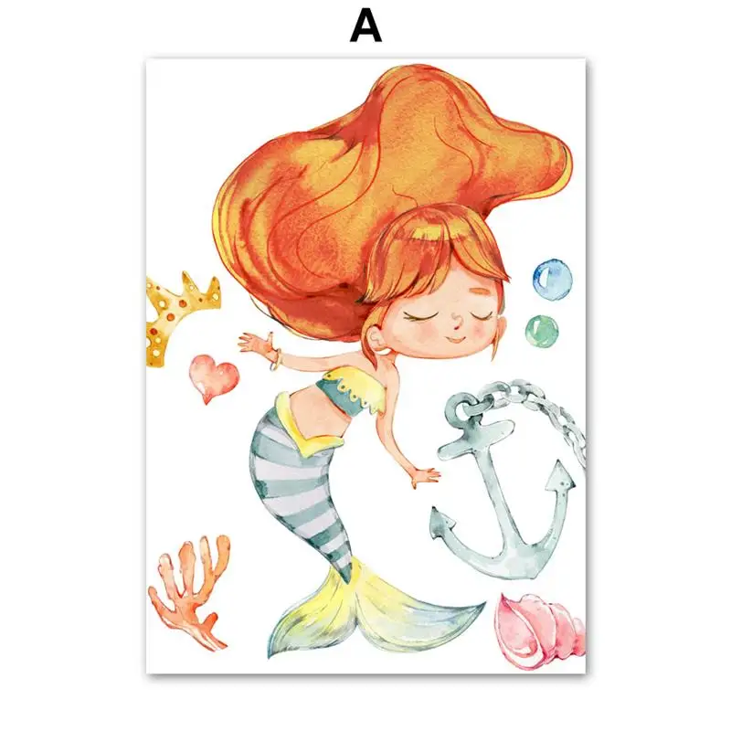 Wall-Art-Canvas-Painting-Mermaid-Little-Princess-Girl-Dream-Nordic-Posters-And-Prints-Nursery-Wall-Pictures (3)