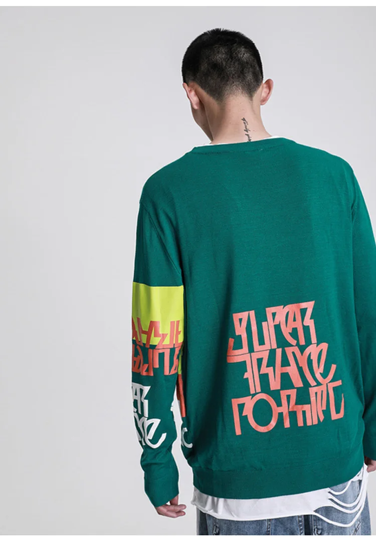 Aolamegs свитер мужской пуловер с принтом надписи в стиле граффити Забавный спортивный костюм хип-хоп мужские свитера вязаный уличный Повседневный уличная одежда