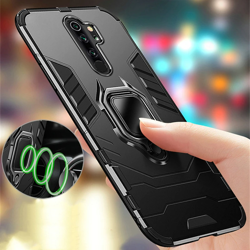 TeppKa For Xiaomi POCO C3 Case Armor Shockproof Ring Holder Hard Protective Back Cover Capa | Мобильные телефоны и