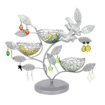 

House Jewelry Tree Stand with Bird Nest Metal Necklace Organizer Display Tree