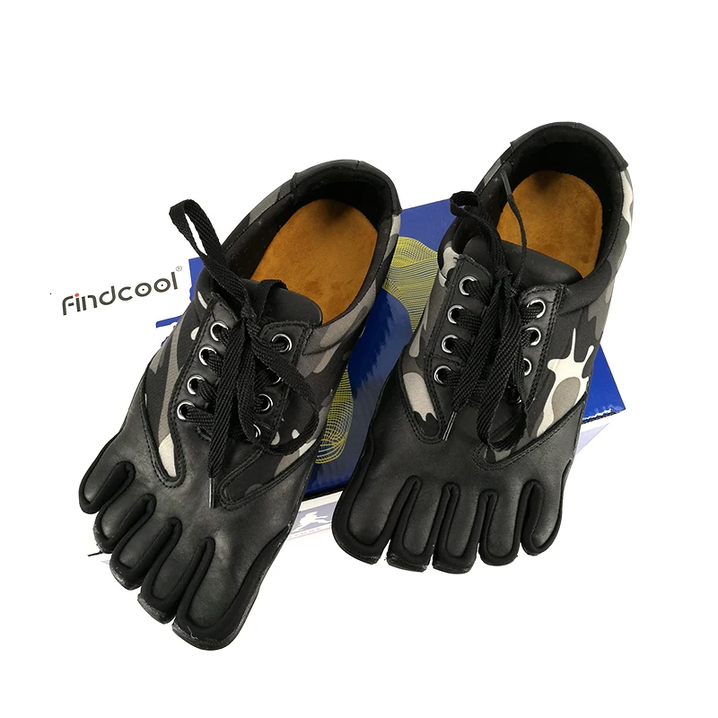 Findcool Five 5 обувь с изображением пальцев треккинговые мужские камуфляжные Нескользящие резиновые с пятью 5 пальцами уличные кроссовки кожа 5 пальцев обувь