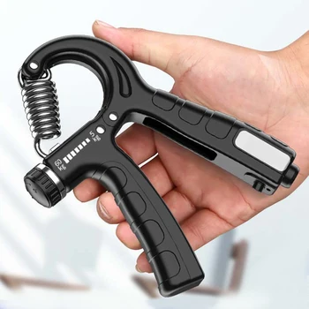 

5-60kg Pinch Home Gym Fitness Equipment Alloy Spring Portable Adjustable Hand Grip Strengthener R-shape Automatic Counting