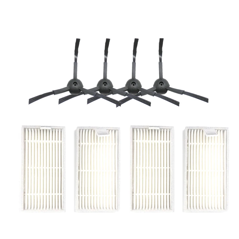 

4Pcs Filter 4Pcs(2R+2L) Side Brush for Ecovacs Cr130 Cr120 X500 X580 Kk8 Vacuum Cleaner Parts