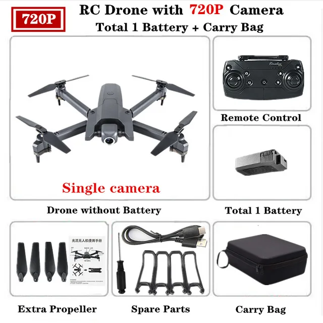 Радиоуправляемый Дрон с 4K HD камерой WiFi FPV Квадрокоптер 106 высокое удержание складной рычаг инопланетянин Вертолет VS E58 R8 SG106 Дрон игрушка - Цвет: 720p camera bag 1B