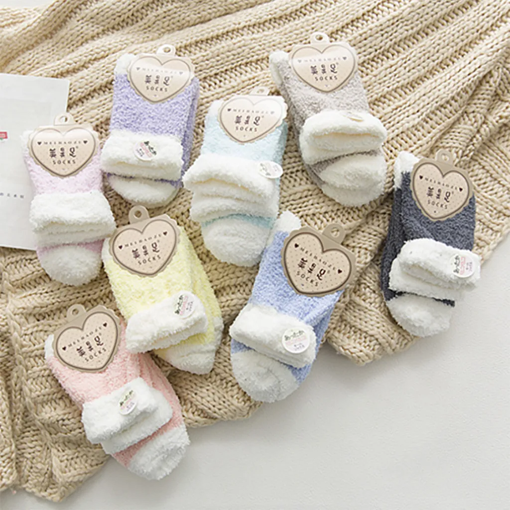 MIARHB/1 пара женских носков, хлопковые мягкие удобные теплые носки в стиле Харадзюку, милые зимние носки-тапочки из бархата кораллового цвета