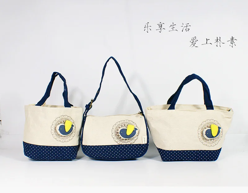 Canvas Bag Women's Handbag OEM Customizable Cross Border Foreign Trade Printed Cartoon Pattern Shoulder Picture Storgage Bag