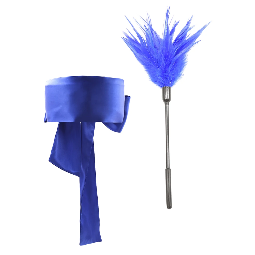 Satin Blindfold Eye Mask Feather Tickler Whip Naughty Party Game Adults Toys 