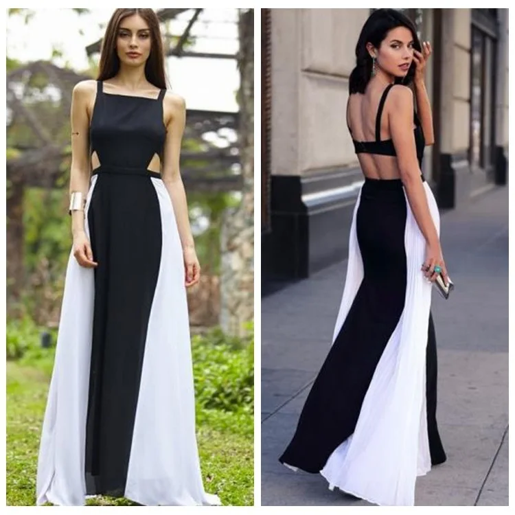 

Black White Color Split Straps Out Square