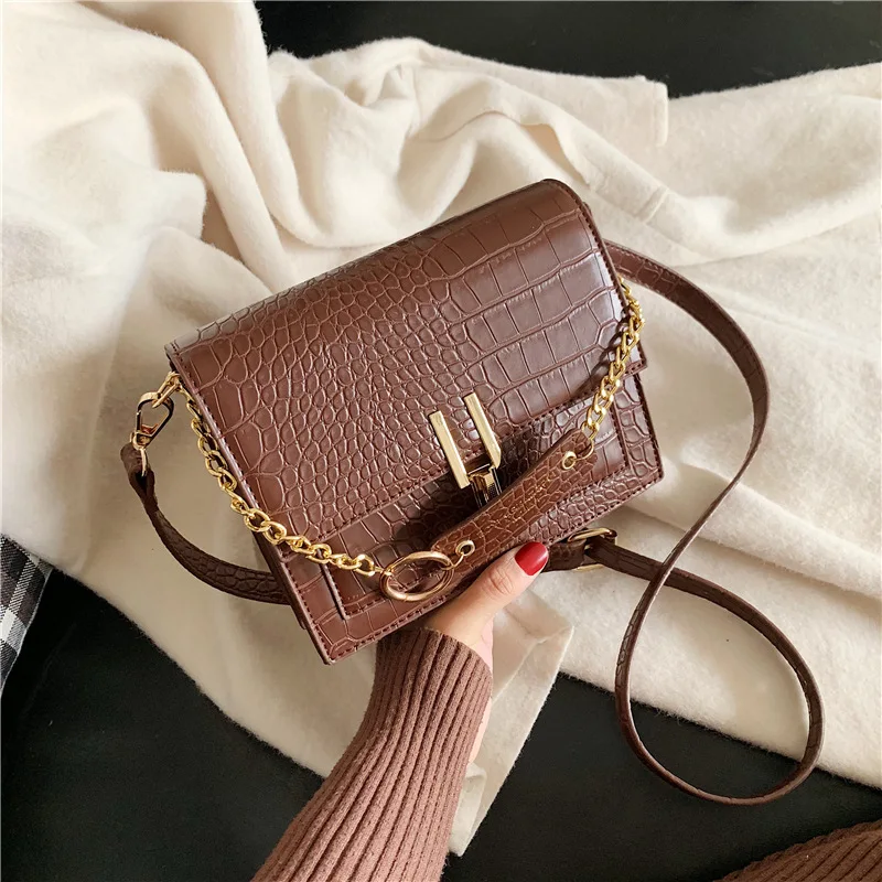 

ANDERI 2020 Luxury Chain Handbags Stone Pattern PU Leather Crossbody Bags for Women Shoulder Messenger Bag Female