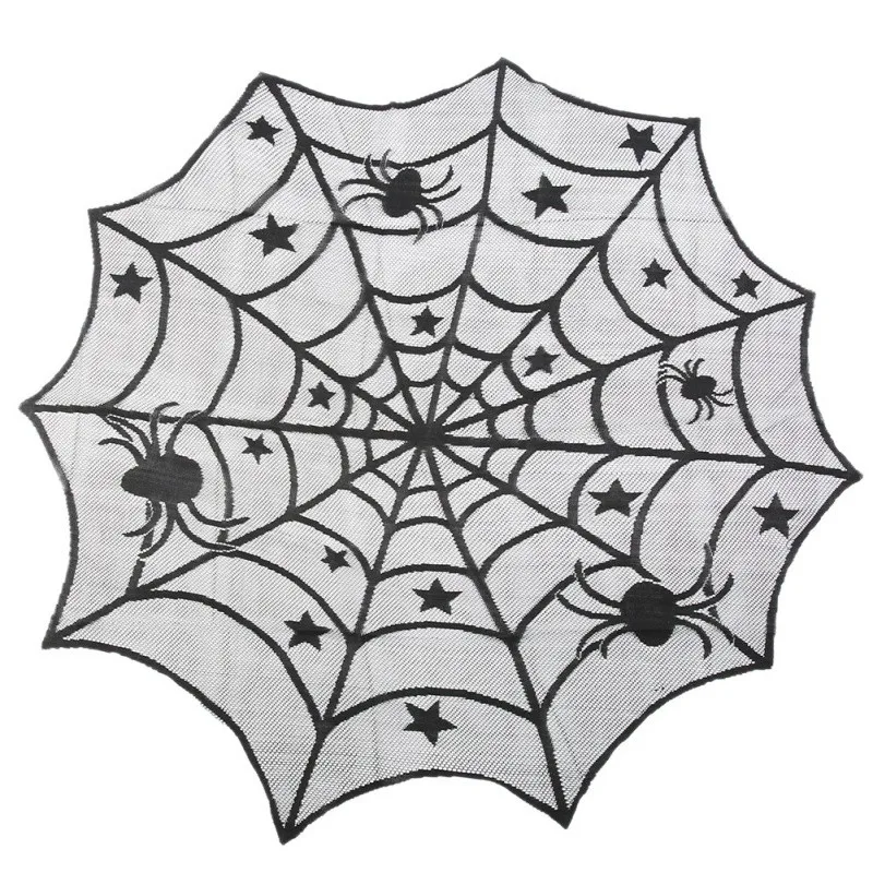 

Halloween Party Decor Accessories Table cloth Lace Spider Web Table Topper Halloween Dinner Table Decorations