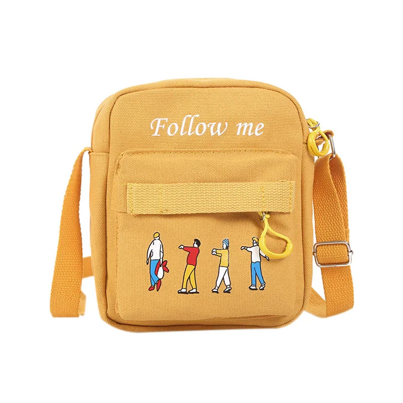 Concise Women Bag Durable Canvas Crossbody Bag Personality Cool Cartoon Pattern Shoulder Bag High Quality