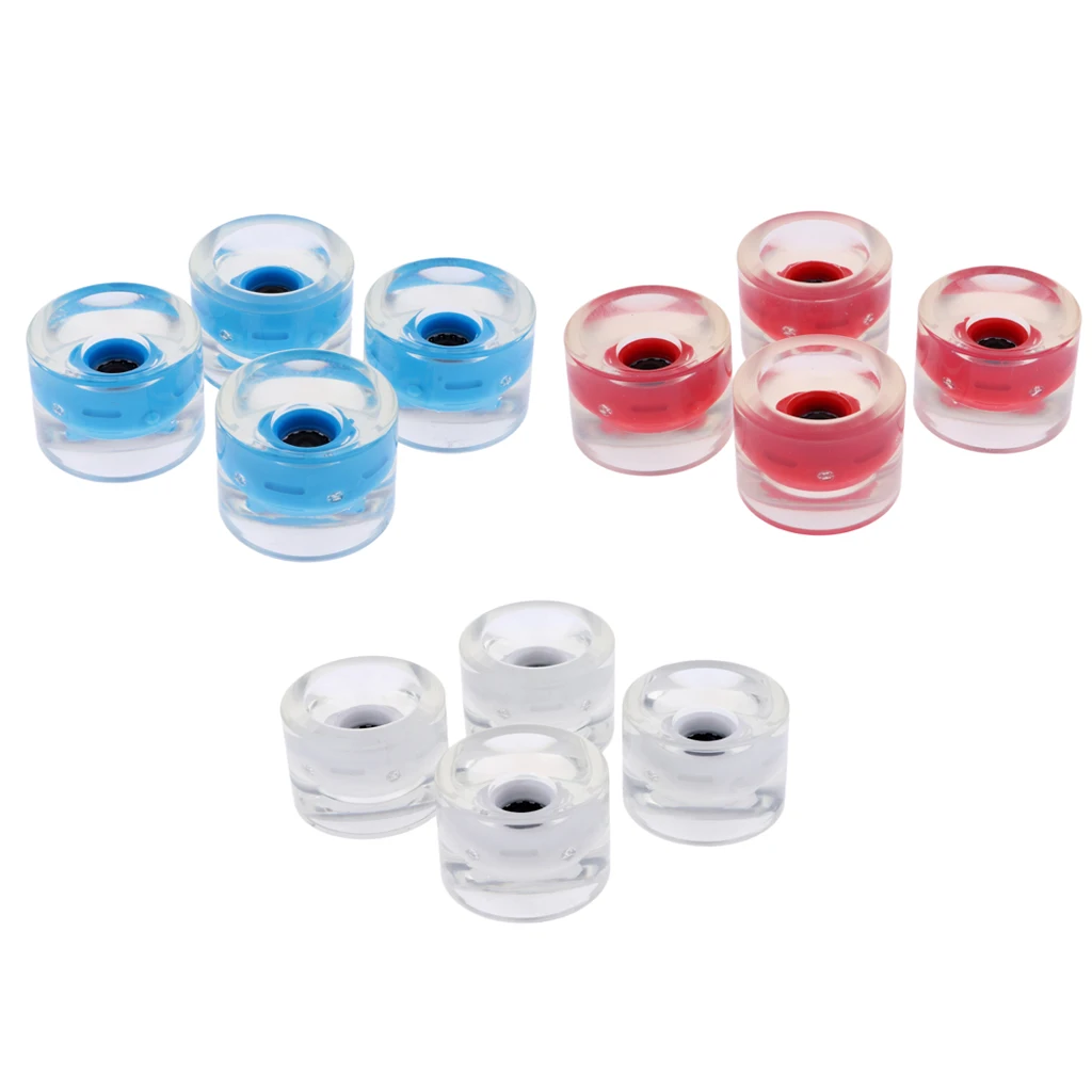 12pcs Skateboard Longboard Wheels Replacement Flashing Light Up with Magnetic Core Glow at Night Bearing Wheels 70mm