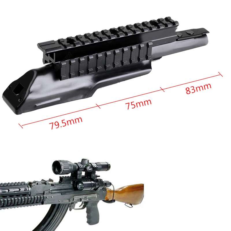Tactical AK47 AK Tri-rail Integral Rail Mount Receiver Top Cover Scope Picatinny Weaver Base For Hunting | Спорт и развлечения