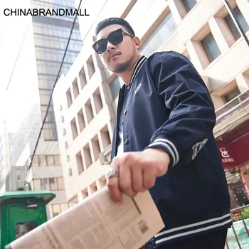 

Big size Men's Wear Tide Brand Autumn Clothing Fat Man Baseball Coat Plus Fat Plus Loose Pilot Jacket