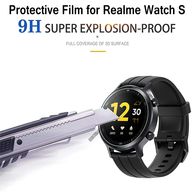 Película de vidrio templado transparente, Protector de pantalla de cobertura completa para reloj inteligente Realme Watch S