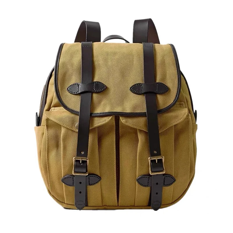 CD70262 Size 34*39*11cm Super Quality Backpack Genuine Cowhide & 22oz Waxed Canvas Waterproof YKK Zipper Vintage Bag