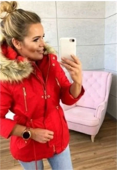 Зимняя женская парка Повседневная Верхняя одежда Пальто с капюшоном в стиле милитари женские меховые пальто женская одежда Manteau Femme зимняя куртка размера плюс