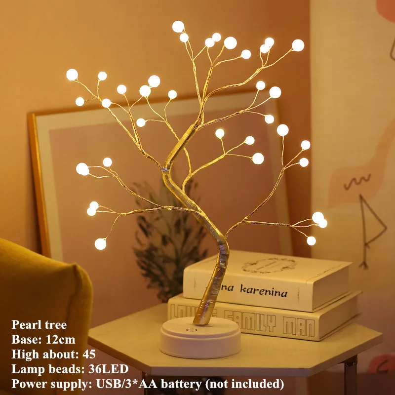 36 LED warm light 36/108 LEDS Night Light Bonsai Tree Light USB Copper wire Table Lamp for Home Holiday bedroom indoor kids bar Decor fairy light - Испускаемый цвет: 36 LED warm light