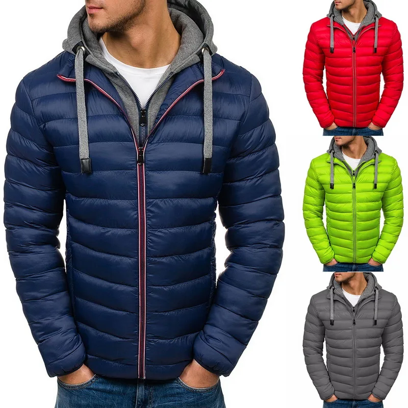 Зимние мужские теплые парки с капюшоном, мужские брендовые ветрозащитные тонкие пальто, мужская одежда, новые модные однотонные легкие куртки