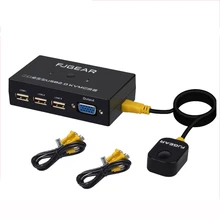 2 Port USB KVM Schalter Switch Box VGA Computer Share Usb Mouse Keyboard Monitor Converter With Connector Cables FJ-201UK