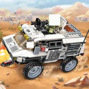 

300Pcs Military Building Blocks Stacking Toy Armored Vehicle Weapon Minigun UN Force Car Brinquedos Playmobil Toys for Children