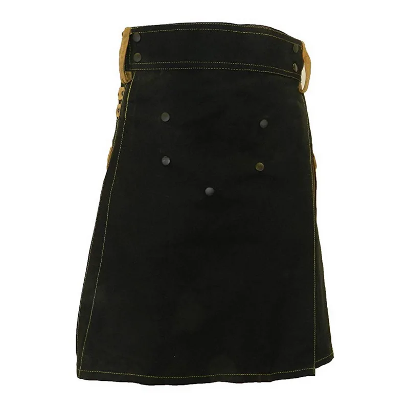 OEAK Горячая шотландская Мужская Kilt традиционный ремень в клетку плиссированная Двусторонняя цепь коричневый готический панк шотландская клетка брюки юбка