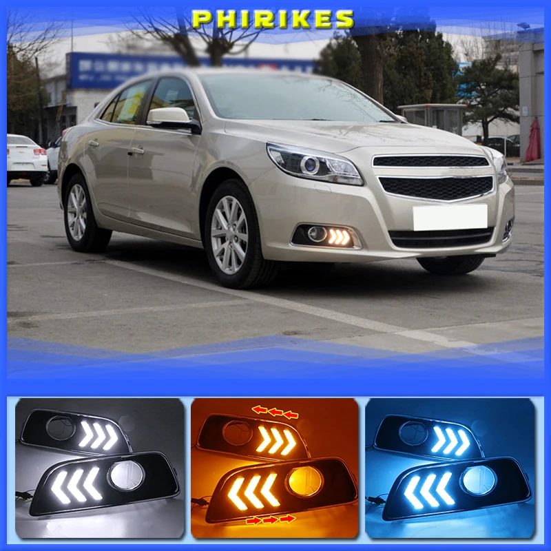 

1Pair For Chevrolet chevy Malibu 2011-2015 LED Daytime Running Lights DRL With Yellow Turn Signal Lights COB light