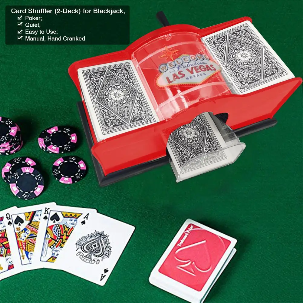 Magic Tricks and Other Card Games Hand Cranked Card Shuffler 2 Deck Card Shuffler Omaha Great for Home Blackjack Games Poker Baccarat PLO Texas Hold Em Card Shuffler 