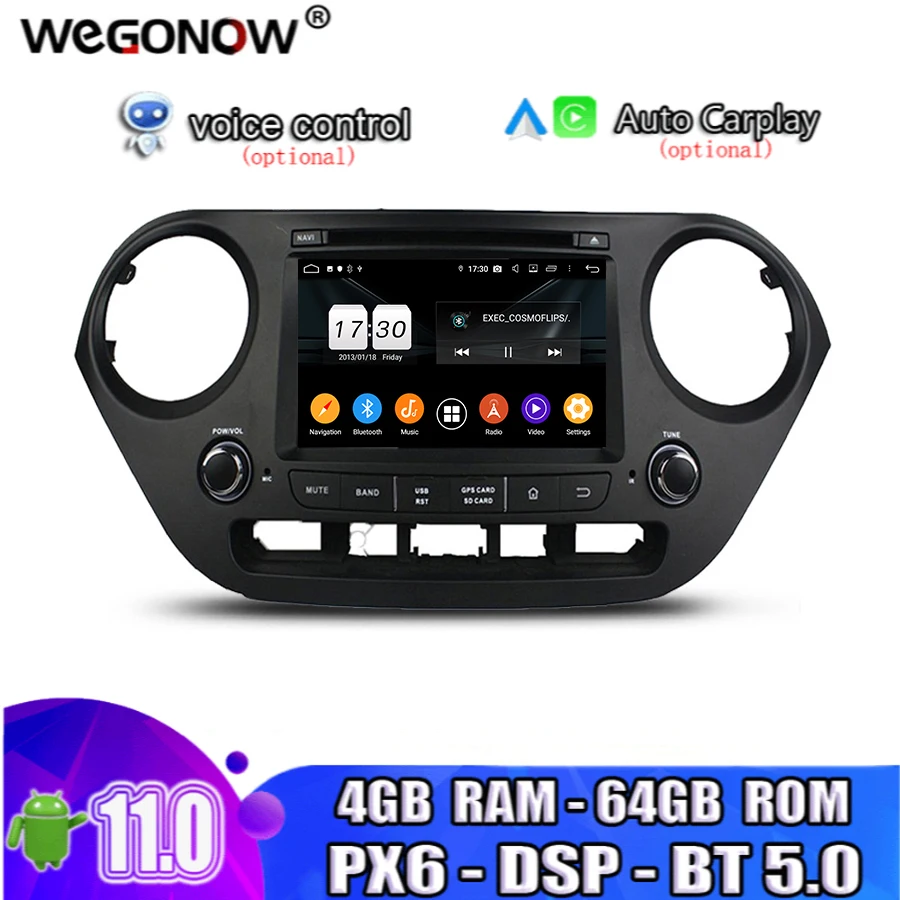 PX6 TDA7851 DSP HD Android 11 0 для Hyundai I10 2014-2017 8 ядер 64 Гб ПЗУ автомобильный DVD-плеер GPS карта RDS