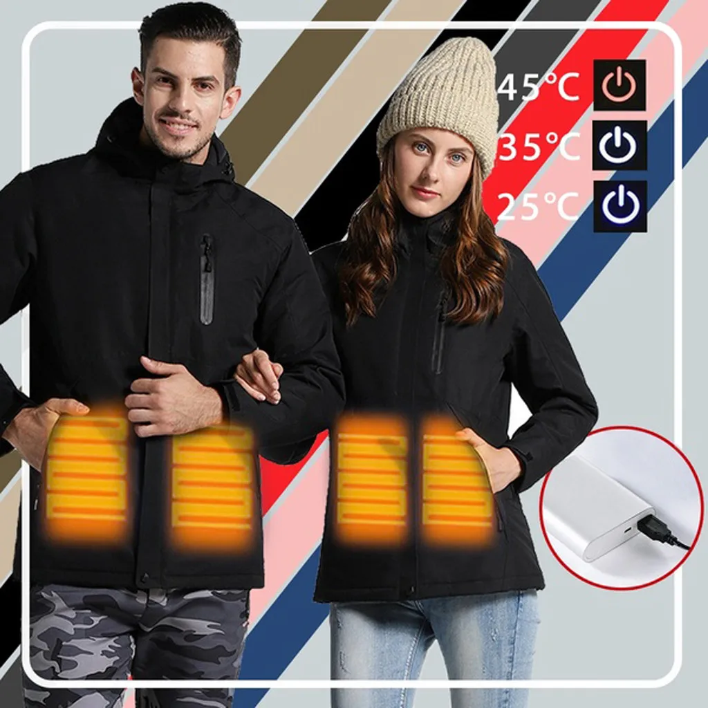 

Women's Parka Solid Parka Electronic Heating Women's Jacket USB Waterproof Parkas Multi Color Casaco Feminino For Woman/Man L904