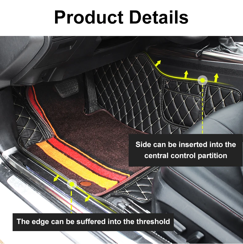 QHCP Wire Car Floor Mat Leather Foot Mats Kit Plush Carpet Rug Boot Pad Black Interior Protection Fit For Toyota Camry