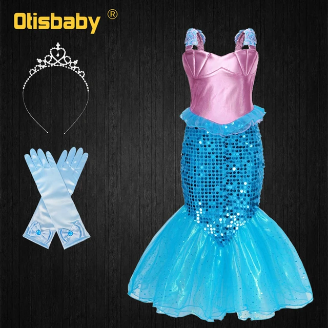 2022 Little Mermaid Costume wig Halloween Child Princess Arieling Dress