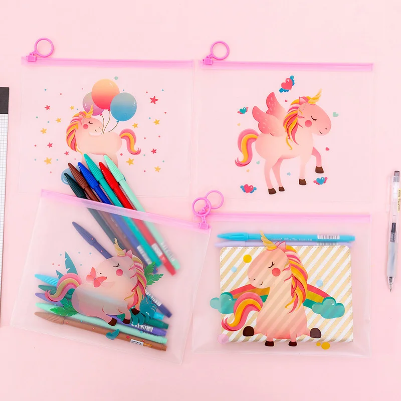 Милый Радужный Единорог, напильник, Kawaii, Прозрачная Сумка для документов, канцелярская папка для файлов для детей, подарки для девочек, школьные офисные принадлежности