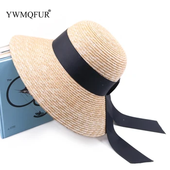 

2020 Summer New Style Straw Ribbon Caps For Women Wide Brim Sun Uv Protection Hat Lady Casual Girl Sun Shade Outdoor Beach Hat
