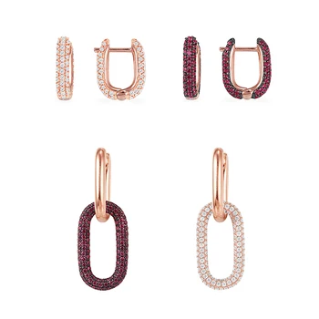 

S925 Silver Post Hoop Earrings Fashion Micro Top Cubic Zirconia Unusual Circle Earrings For Women