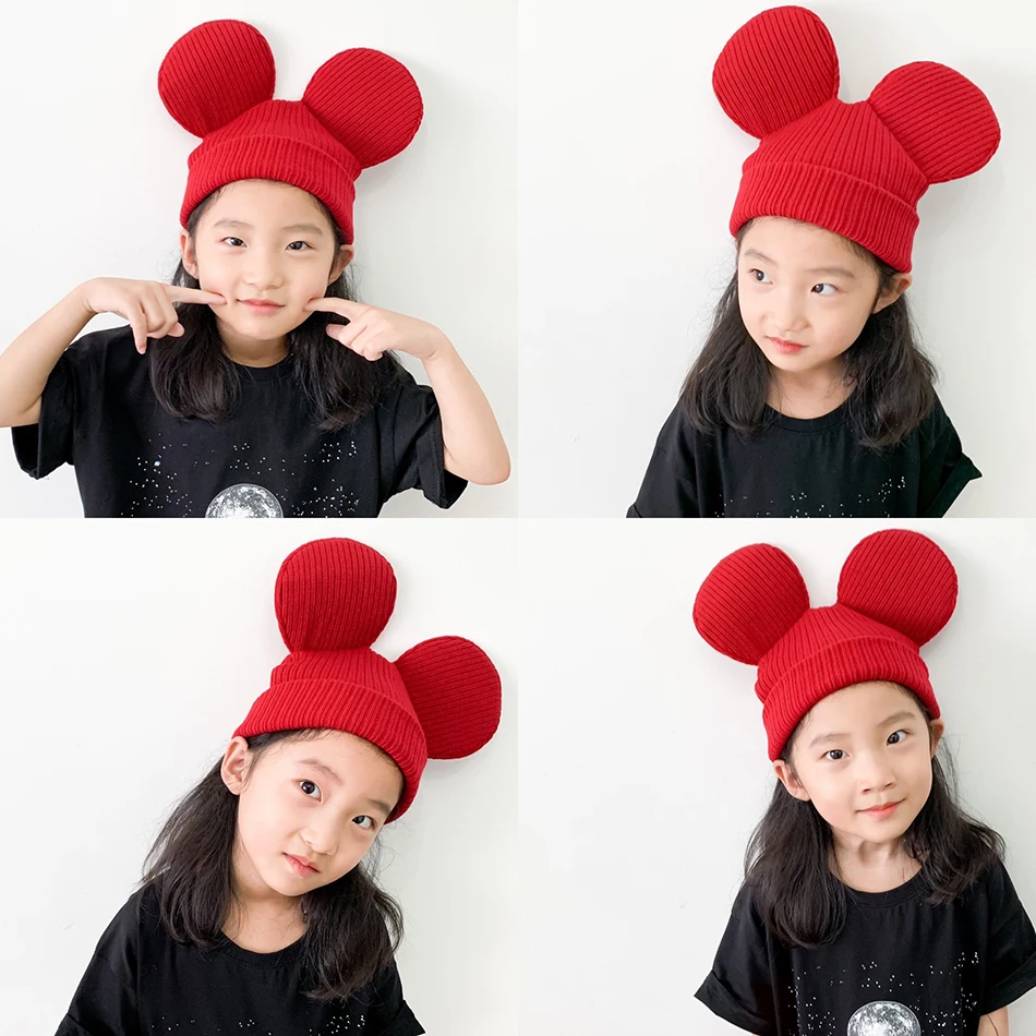 Christmas Cute Winter Baby Soft Warm Caps Fur Ball Pompom Cap Kids Girl Boy Knitted for Girls Hemming Hat Beanies | Детская одежда и