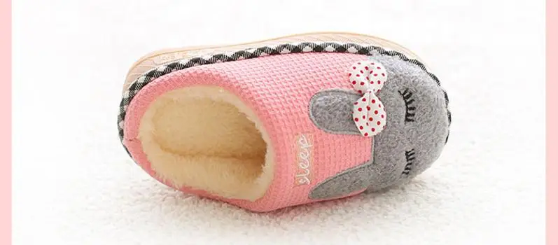 Children Indoor Slippers Warm Plush Cartoon Style Boys Girls Winter Home Floor Shoes Slip On Soft Kids Bedroom Slides SH080403