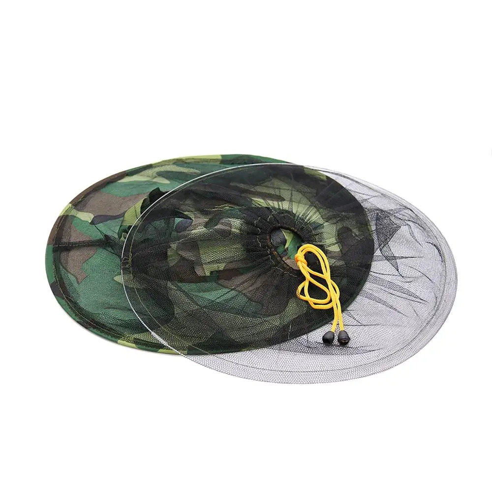 Beekeeping Hat 1pcs Outdoor Camouflage Net Yarn Anti-Mosquito Fishing Sunshade Facial Protective Cap Beekeeper Mask Equipment