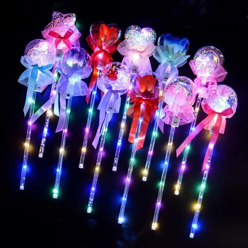 1pcs Heart Star Shape Glow Stick LED Luminous Magic Wand Toy Rose Flower Party Concert Supplies Gift for Kids Babys | Игрушки и хобби