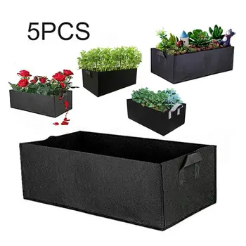 

5pcs Black Rectangle Garden Grow Bag Vegetable Flower Pot Planter DIY Potato Tomato Onion Garden Plant Eco-Friendly Grow Bag