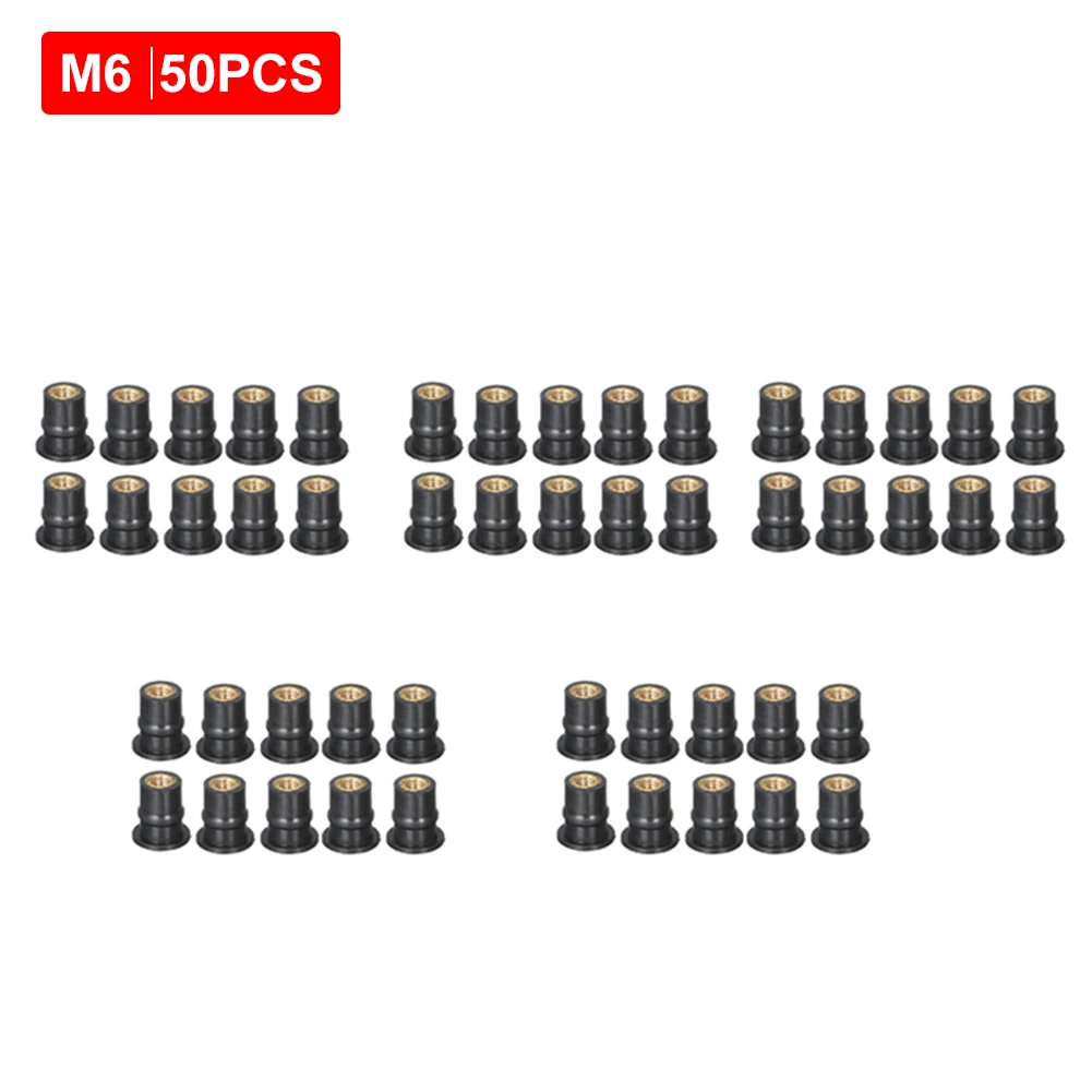 50 шт. M4/M5/M6 резиновая Латунная гайка для лобового стекла мотоцикла 0,8 мм болт внутренний диаметр черный двигатель велосипеды ветровые гайки M4