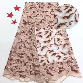 

Latest African Laces with squins Africa Nigerian Wedding Lace New French Tulle Net Lace Fabric RFSE263