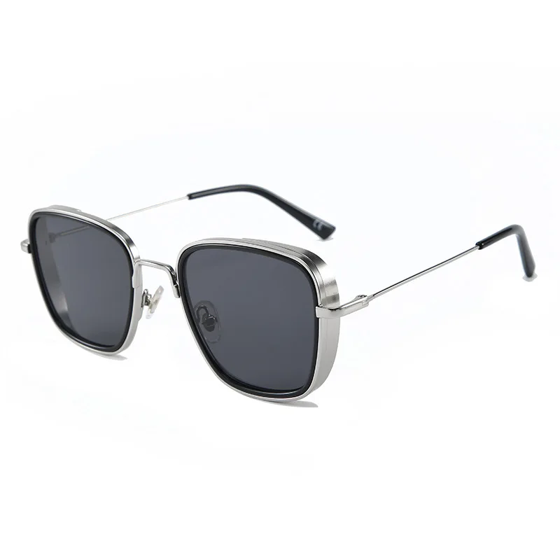 Модные брендовые дизайнерские паровые панк Солнцезащитные очки мужские и женские винтажные маленькие квадратные супер мужские солнцезащитные очки Shahid capoor KABIR SINGH UV400 - Цвет линз: Silver Black