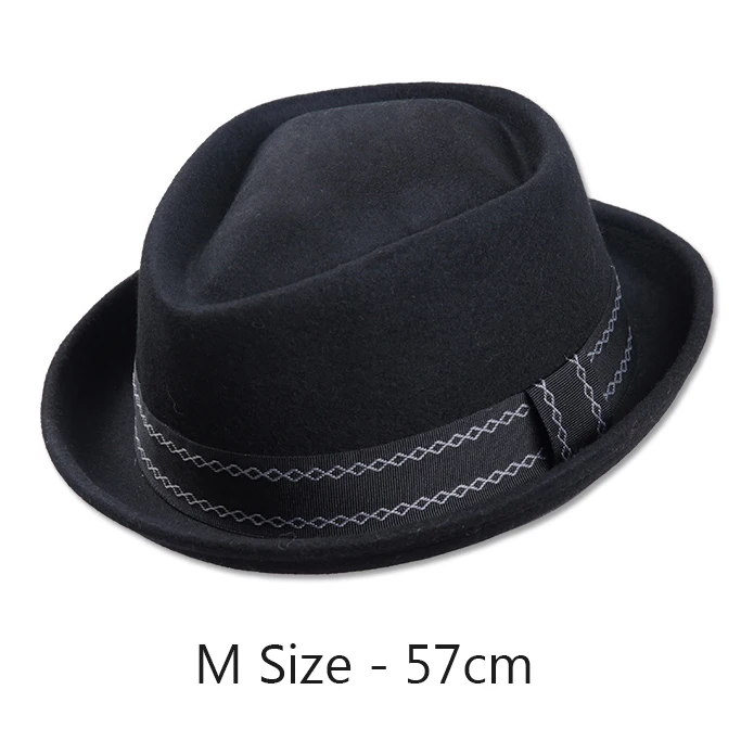 Black - 57cm Sedancasesa зима осень фетровая шляпа сохраняет тепло рождественские подарки Трилби шапки для мужчин австралийская шерстяная фетровая шляпа 57-59 см - Цвет: Black - 57cm