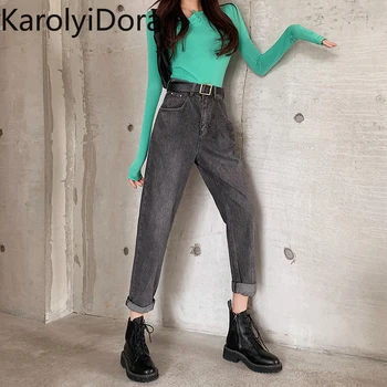 

Women's jeans fashion 2020 spring new high waist loose washed jeans women retro wild casual straight pants
