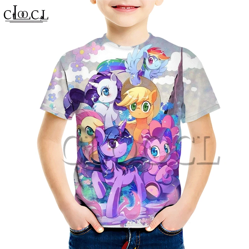 CLOOCL My Little Pony/детская футболка милая детская одежда в Корейском стиле с короткими