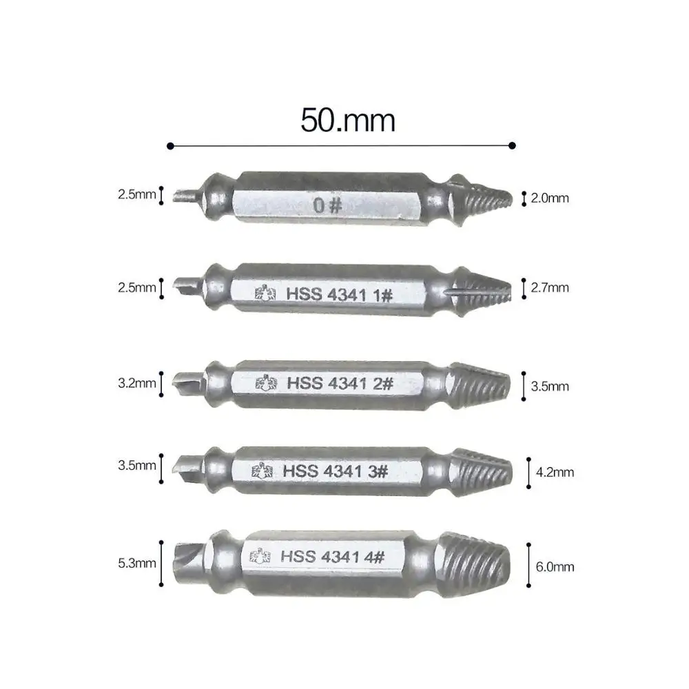 NINDEJIN 5pcs Damaged Screw Extractor Drill Bit Extractor Drill Set Broken Speed Out Bolt Extractor Bolt Stud Remover Tool