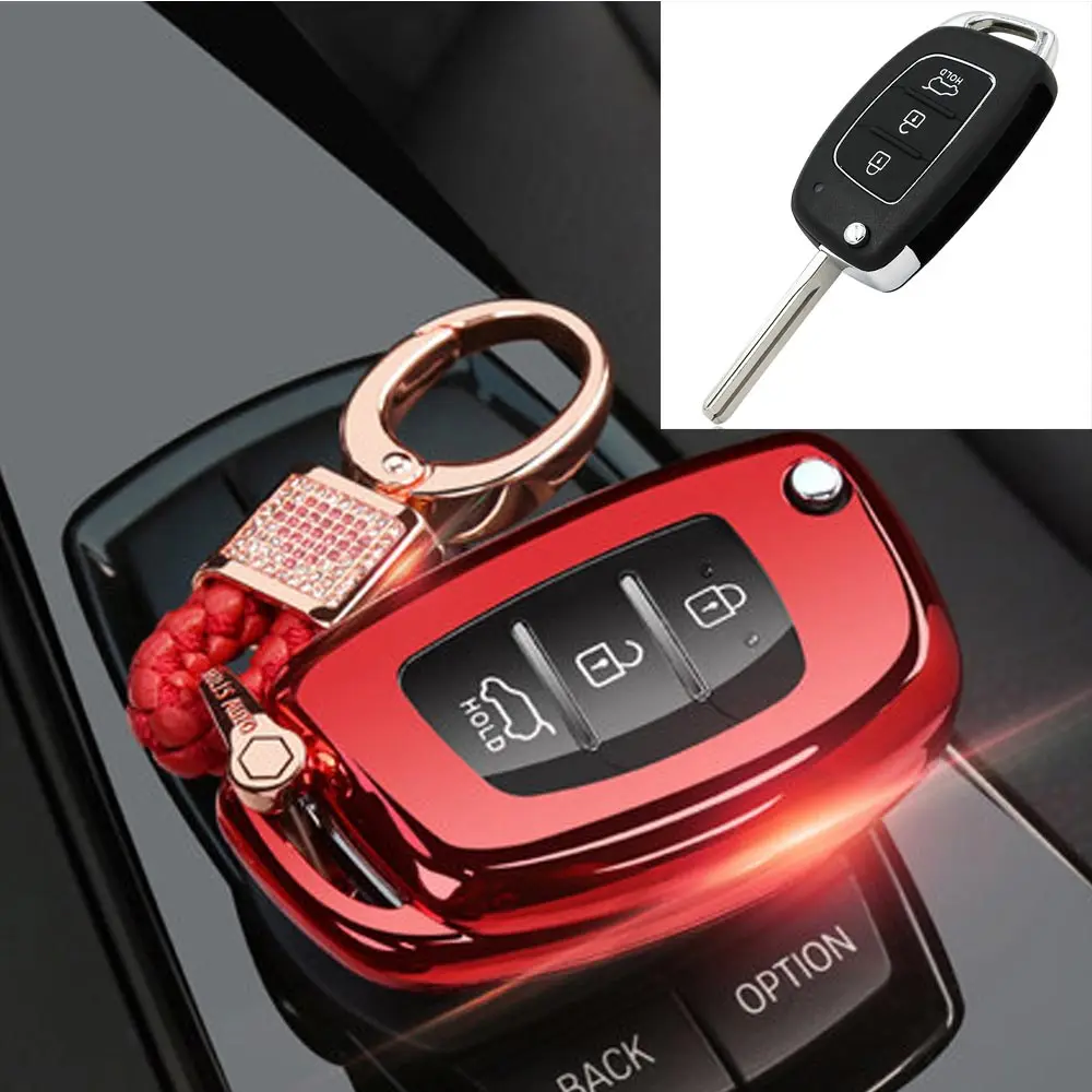 Чехол для ключей автомобиля из ТПУ для hyundai i20(2012-) i40(2012-) Santa Fe(ix45) 2013- Keyless Fob 3 Button Pad складной стиль - Название цвета: Option 2