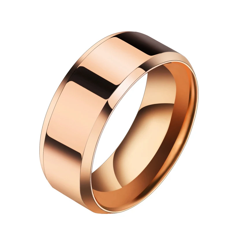 Couple Rings FDLK New Design 8mm Width Black Silver Stainless Ring For Women Men High Quality Couple Ring Wedding Jewelry
