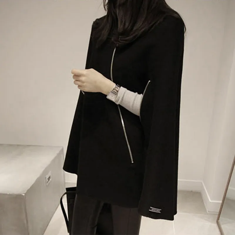 

2020 Korean Brand Fashion New Womens Stand Collar Wool Blend Coats Ladies Loose Fit Thicken Cloak Cape Coat Jacket Size S-XL